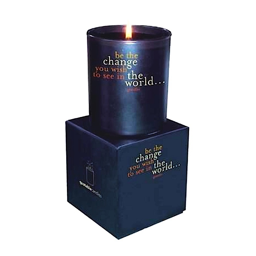 QUOTABLE CARDS Scented Black Candle with Quote “Be The Change …” NEW NIB